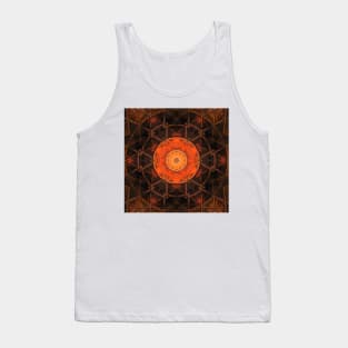 Mosaic Kaleidoscope Flower Orange and Brown Tank Top